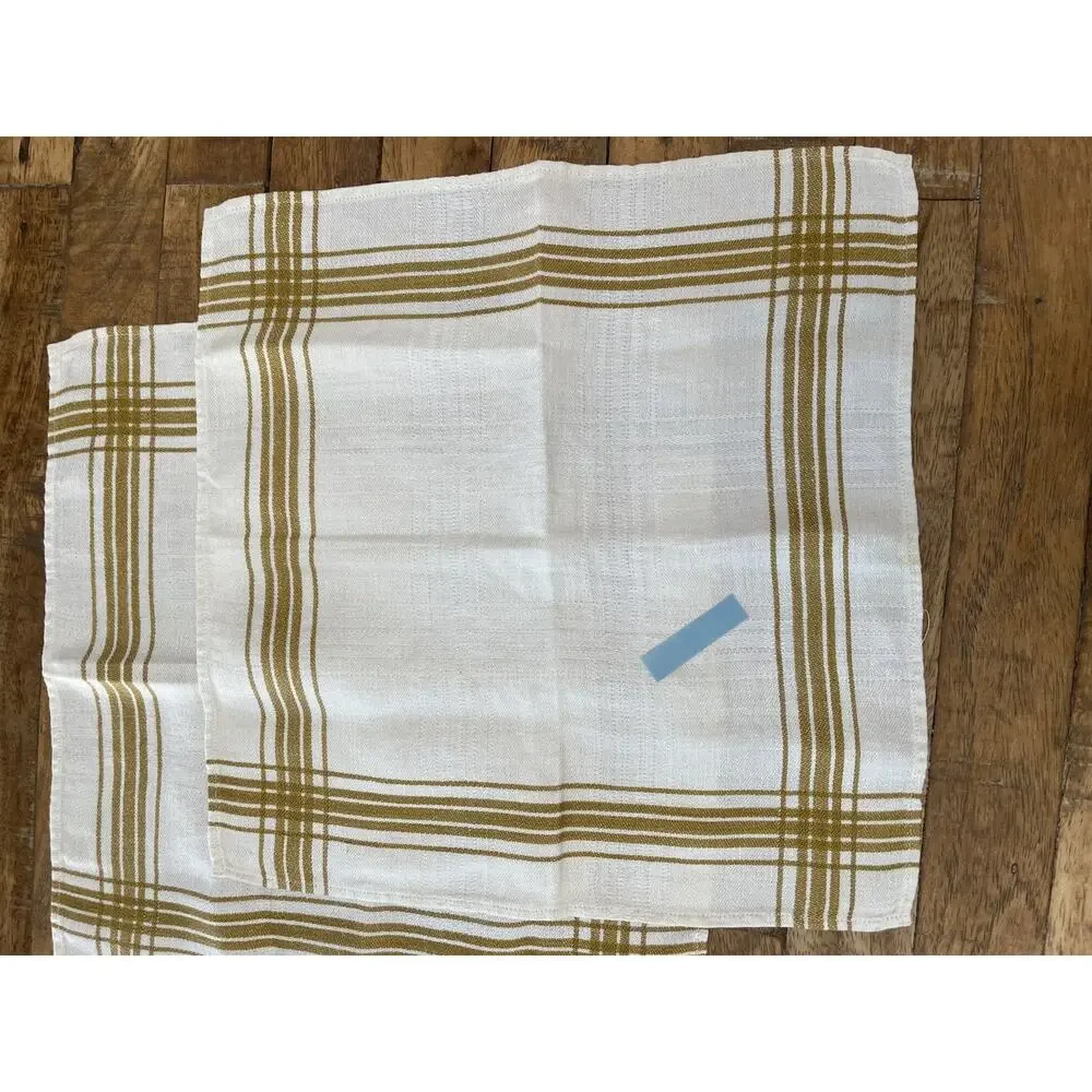 White & Butterscotch Plaid Cotton Napkins 12